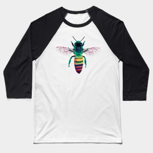 Rainbow Bee Portrait Baseball T-Shirt